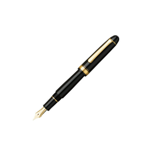 Platinum Fountain Pen #3776 Century Gold Trim 14K Nib - Black in Black Body