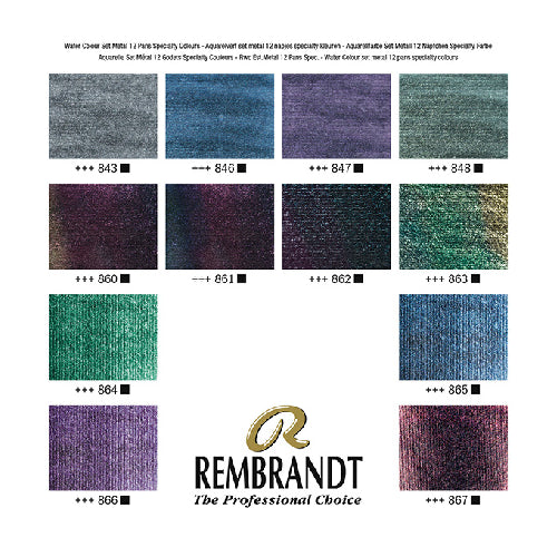 Rembrandt Watercolor Half Pan 12 Colors Special Effect Set