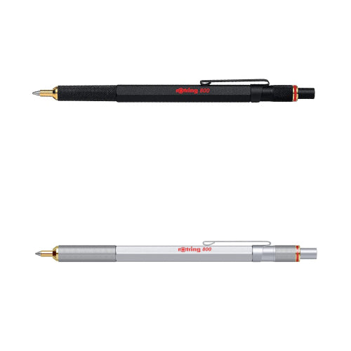 Rotring 800 Series Ballpoint Pen - Black & Silver Body