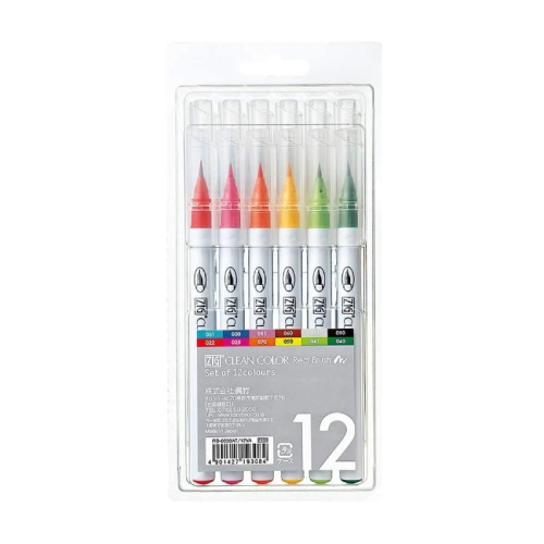 Kuretake ZIG Clean Color Real Brush 12 Grundfarben-Set