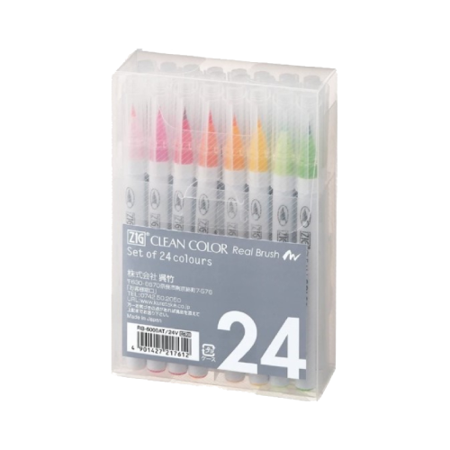 Kuretake ZIG Clean Color Real Brush 24 Colors Set – Art&Stationery