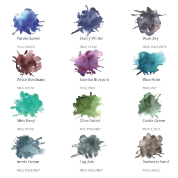 مجموعة ألوان مائية "هارمونيا" من مجموعة كوساكابي أرتيستس، ألوان حبيبية، أنبوب 10 مل × 12 لونًا