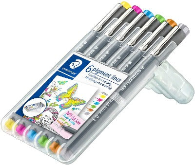 Staedtler Drawing Pen " Pigment Liner Color " 0.3mm 6 Pens Set 2