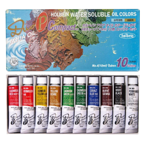 Holbein Water Mixable Aqua Oil Color " DUO " 10ml x 10 Colors Compact Set DU931