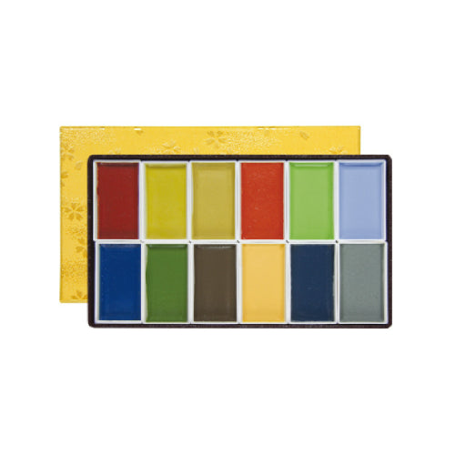 Kissho Neri Iwa 12 Color Pans Set - Traditional Japanese mineral pigment