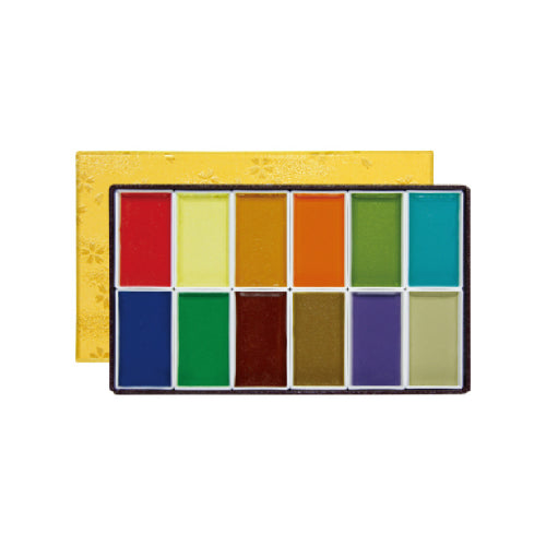 Kissho Neri Iwa 12 Color Pans Set - Traditional Japanese mineral pigment
