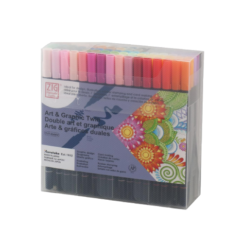 Kuretake Art & Graphic Brush - 0.8mm Twin Pen 80 Colors Set