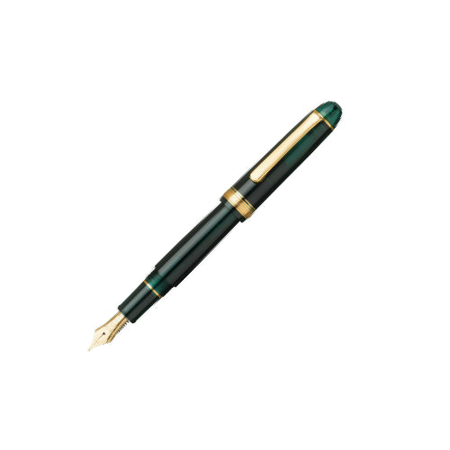 Platinum Fountain Pen #3776 Century Gold Trim 14K Nib - Laurel Green Body