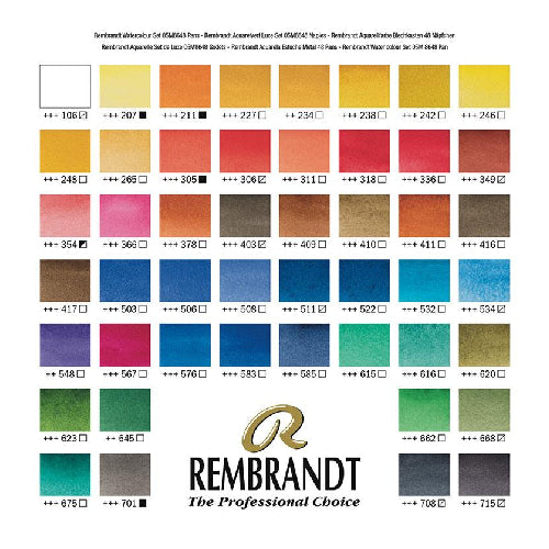 Rembrandt Watercolor Half Pan 48 Colors with No.6 Brush Set