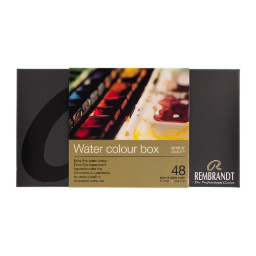 Rembrandt Watercolor Half Pan 48 Colors with No.6 Brush Set