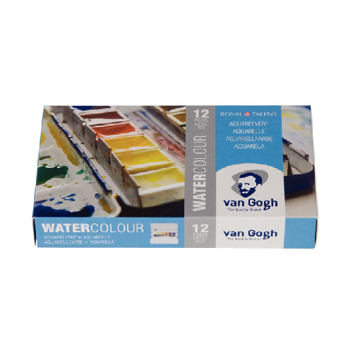 Talens Van Gogh Watercolor Half Pan 12 Colors Set in Metal Box