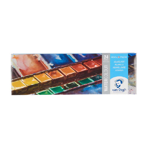 Talens Van Gogh Watercolor Half Pan 24 Colors Set in Metal Box