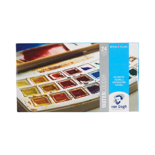 Talens Van Gogh Watercolor Half Pan 24 Colors Set in Plastic Box