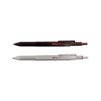 Rotring 600 Series 3 in 1 Multi Pen - 0.5mm Mechanical Pencil & Black , Red Ballpoint Pen