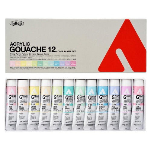 Holbein Acrylic Gouache 20ml x 12 Pastel Tone Tube Set