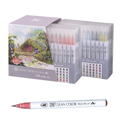 Kuretake ZIG Clean Color Real Brush 120 Colors Gift Set