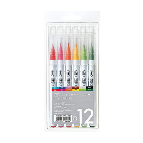 Kuretake ZIG Clean Color Real Brush 12 Colors Set