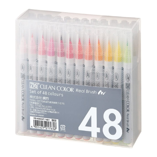 Kuretake ZIG Clean Color Real Brush 48 Colors Set
