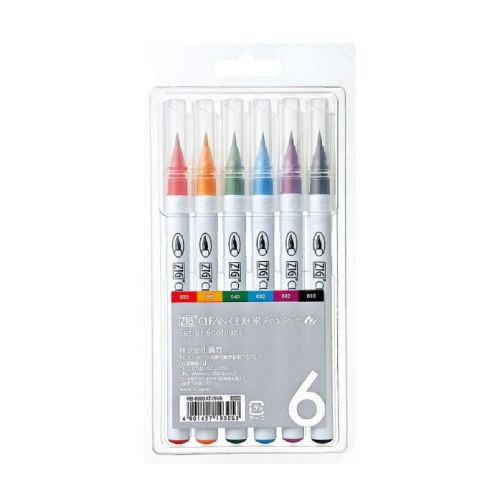 Kuretake ZIG Clean Color Real Brush 6 Colors Set - 6 Tone Select
