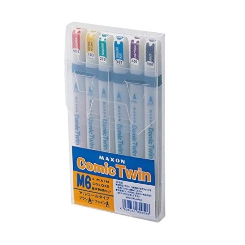 Maxon Comic Twin Alcohol Type Marker Pen 6 Assorted Set - 3 Tone Select