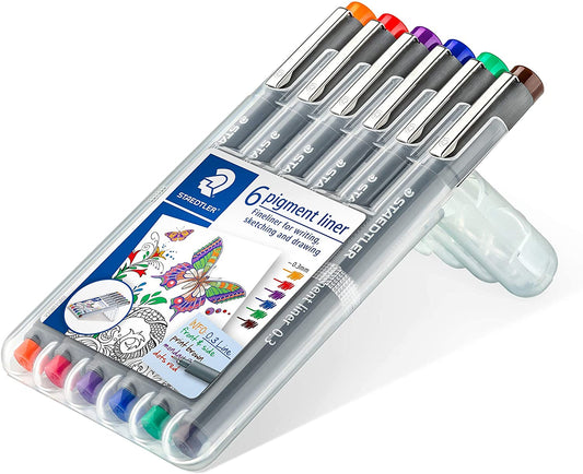 Staedtler Drawing Pen " Pigment Liner Color " 0.3mm 6 Pens Set 1