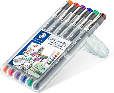 Staedtler Drawing Pen " Pigment Liner Color " 0.5mm 6 Pens Set